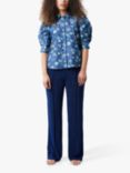Lollys Laundry Bono Floral Bloom Print Puff Sleeve Shirt, Blue/Multi
