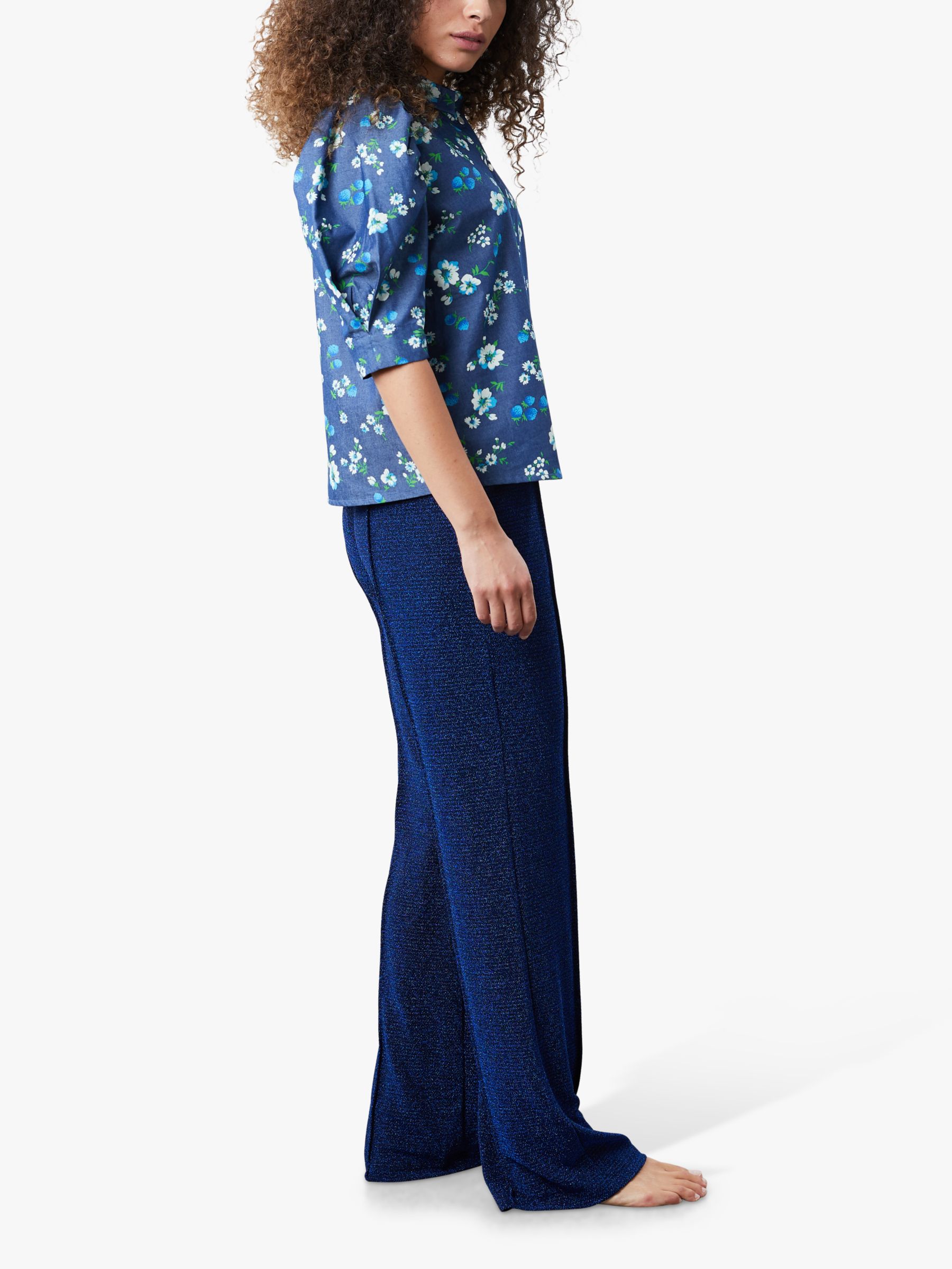 Buy Lollys Laundry Bono Floral Bloom Print Puff Sleeve Shirt, Blue/Multi Online at johnlewis.com