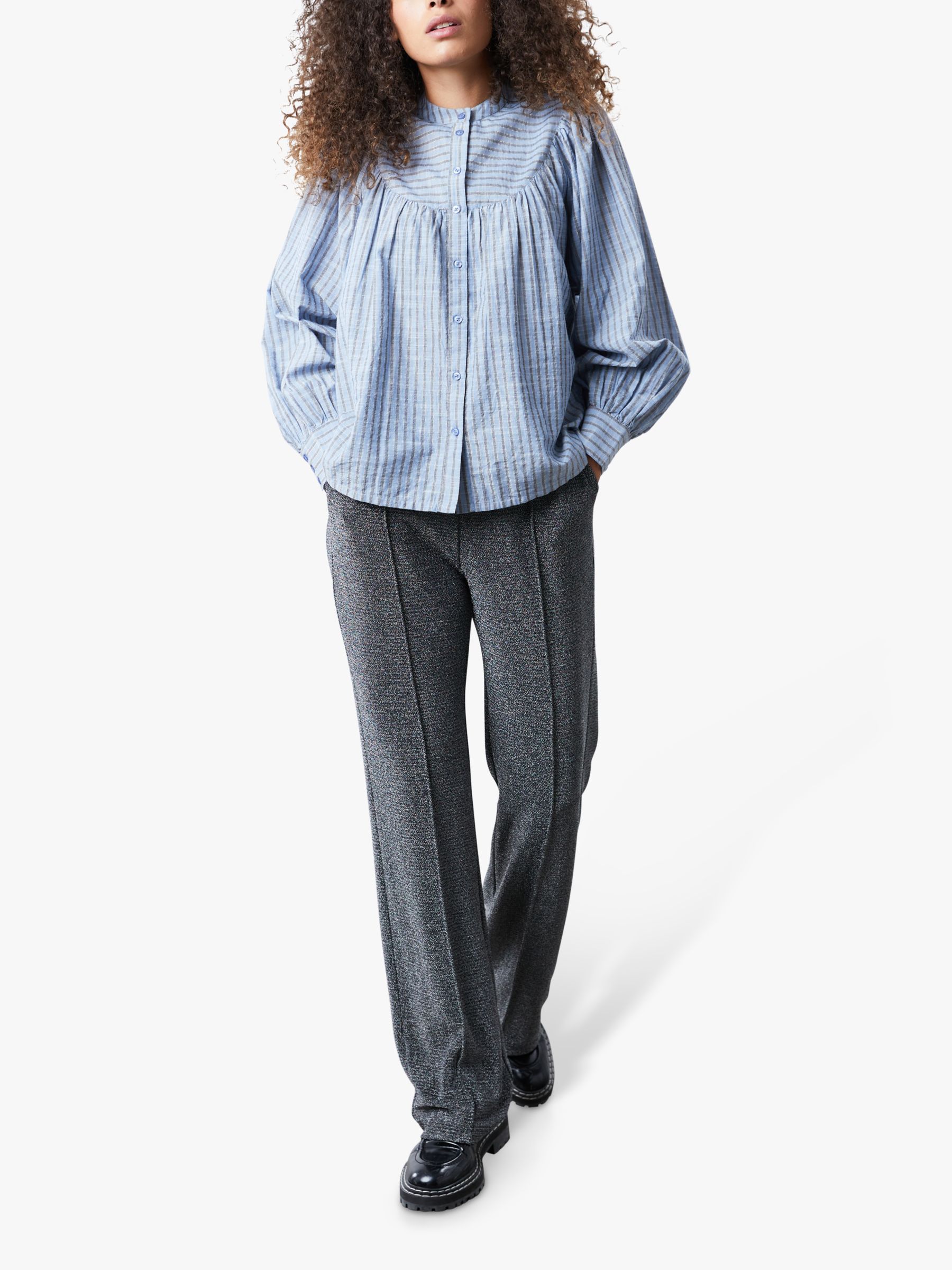 Lollys Laundry Alicia Stripe Shirt, Blue Stripe at John Lewis & Partners