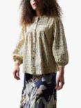 Lollys Laundry Tulia Floral Print Lace Detail Blouse, Cream/Multi