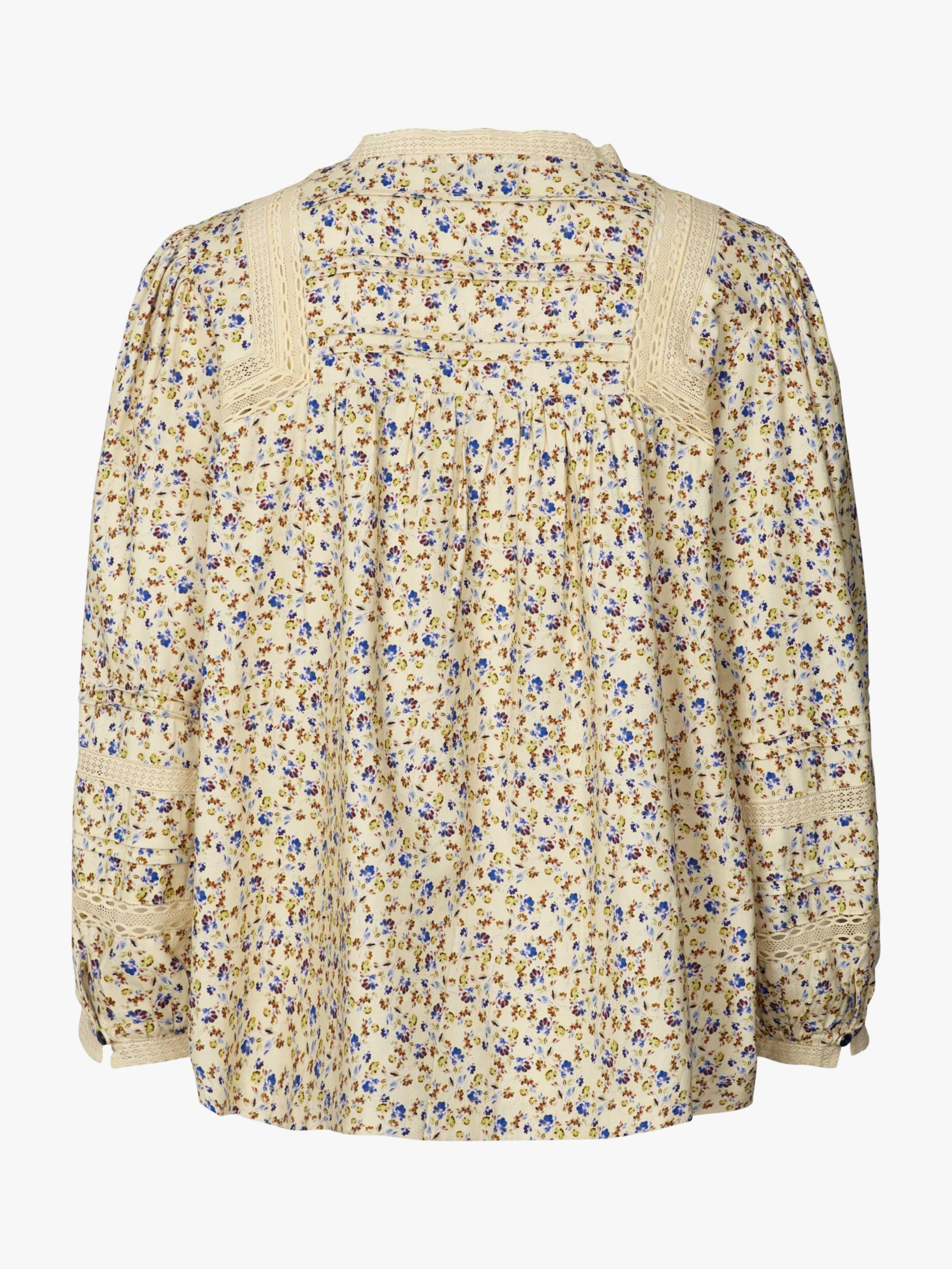 Lollys Laundry Tulia Floral Print Lace Detail Blouse, Cream/Multi at ...