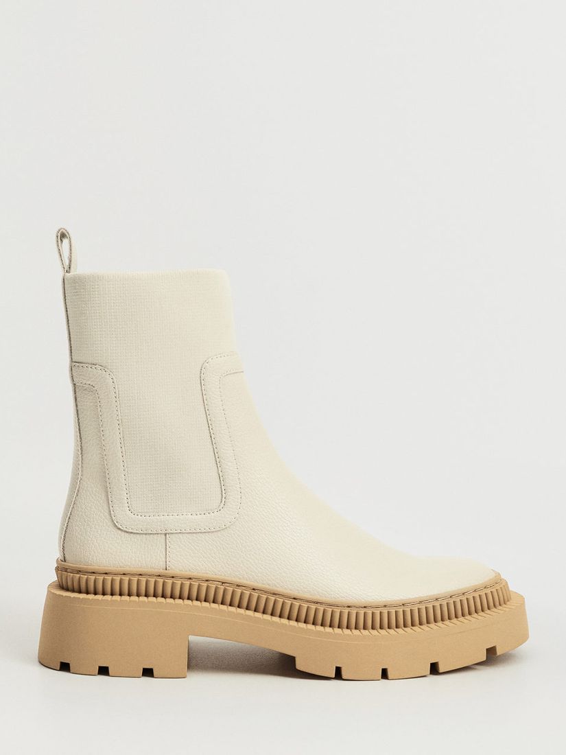 Mango Chunky Contrast Sole Ankle Boots, White