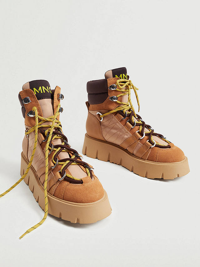 Mango Flatform Mountain Boots, Brown