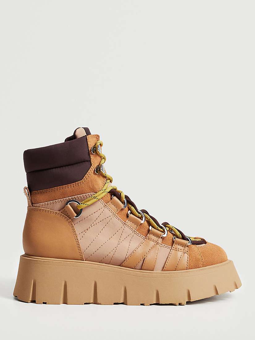 Buy Mango Flatform Mountain Boots, Brown Online at johnlewis.com