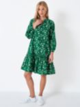 Crew Clothing Eileen Floral Day Dress, Bottle Green
