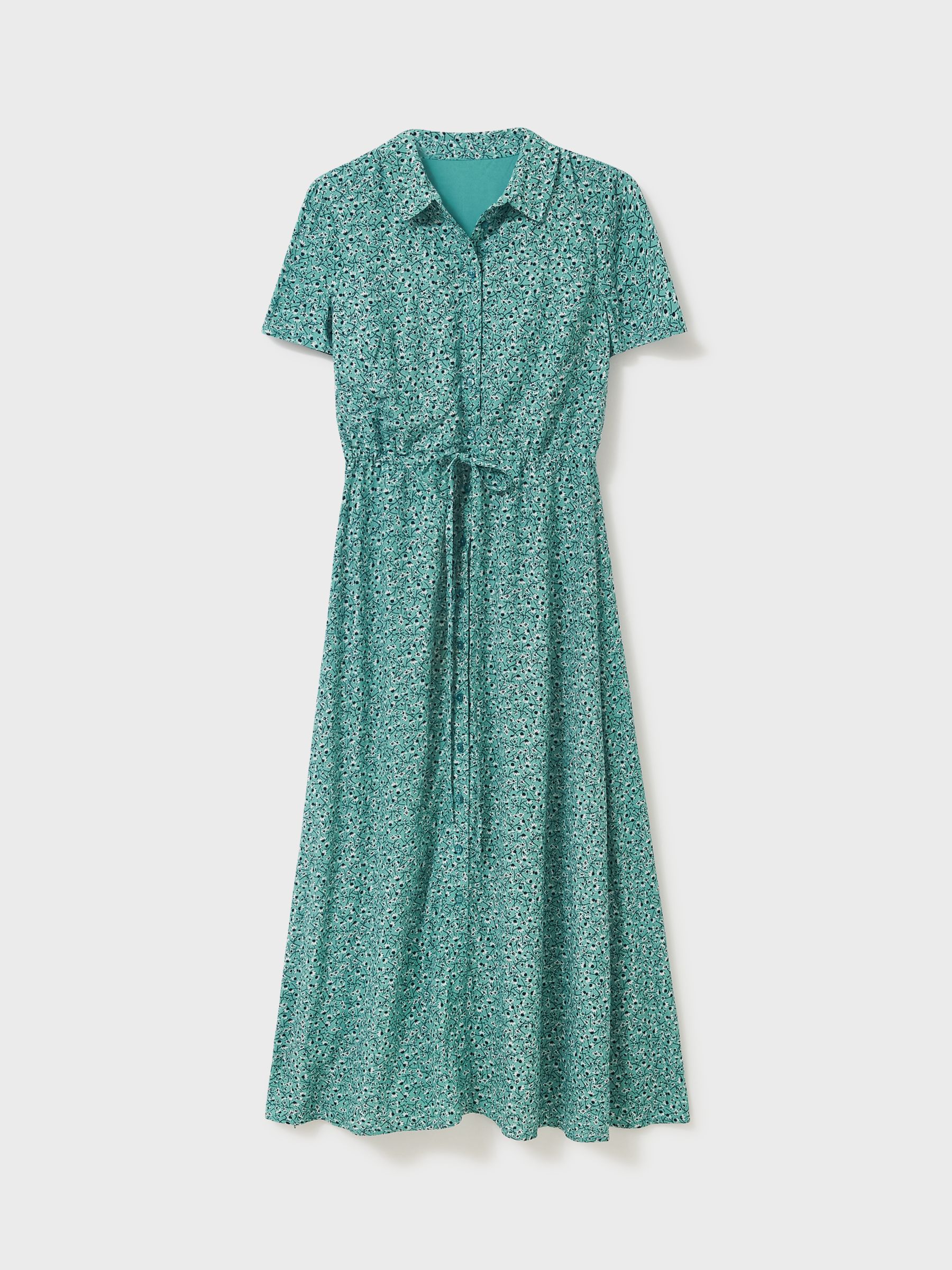 Crew Clothing Tie Waist Short Sleeve Shirt Dress, Teal at John Lewis ...