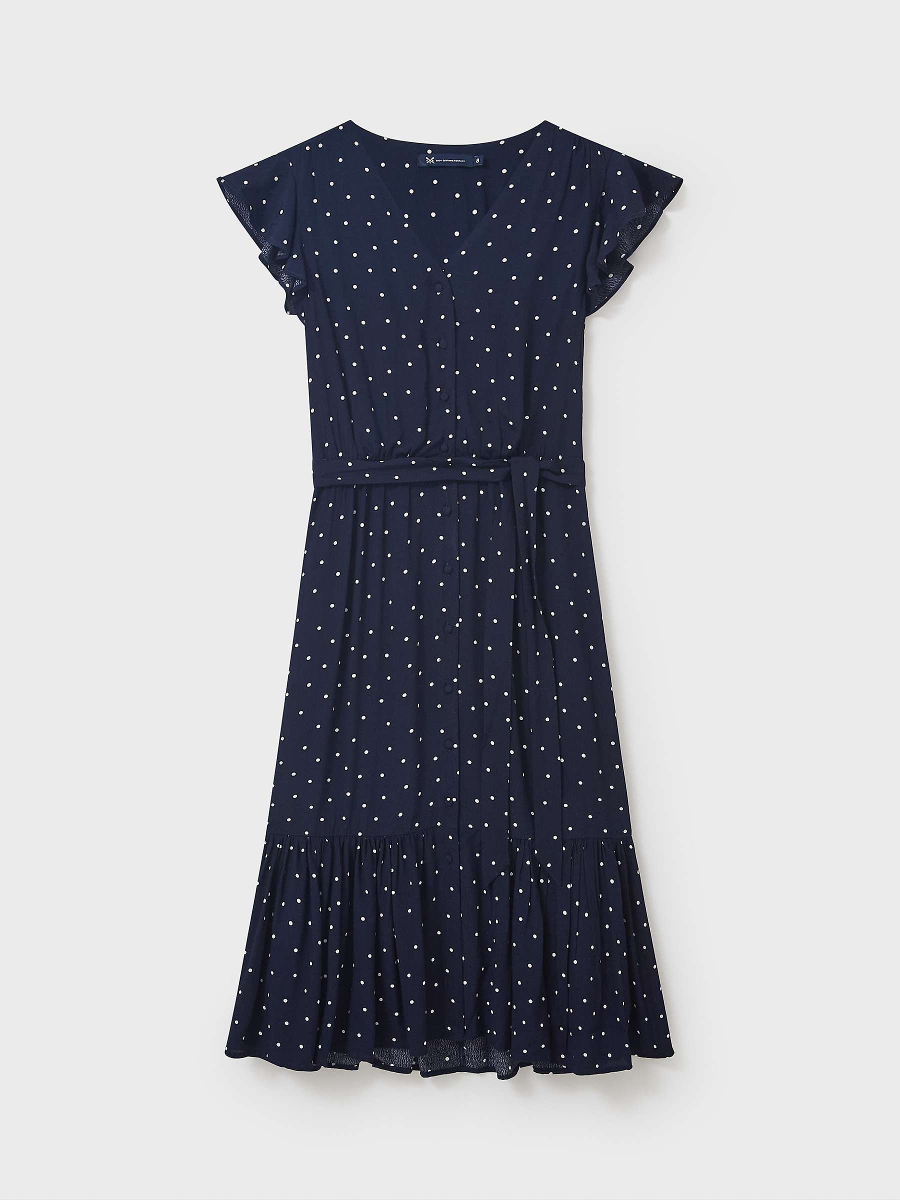 Buy Crew Clothing Patricia Polka Dot Tiered Midi Dress, Navy Blue Online at johnlewis.com
