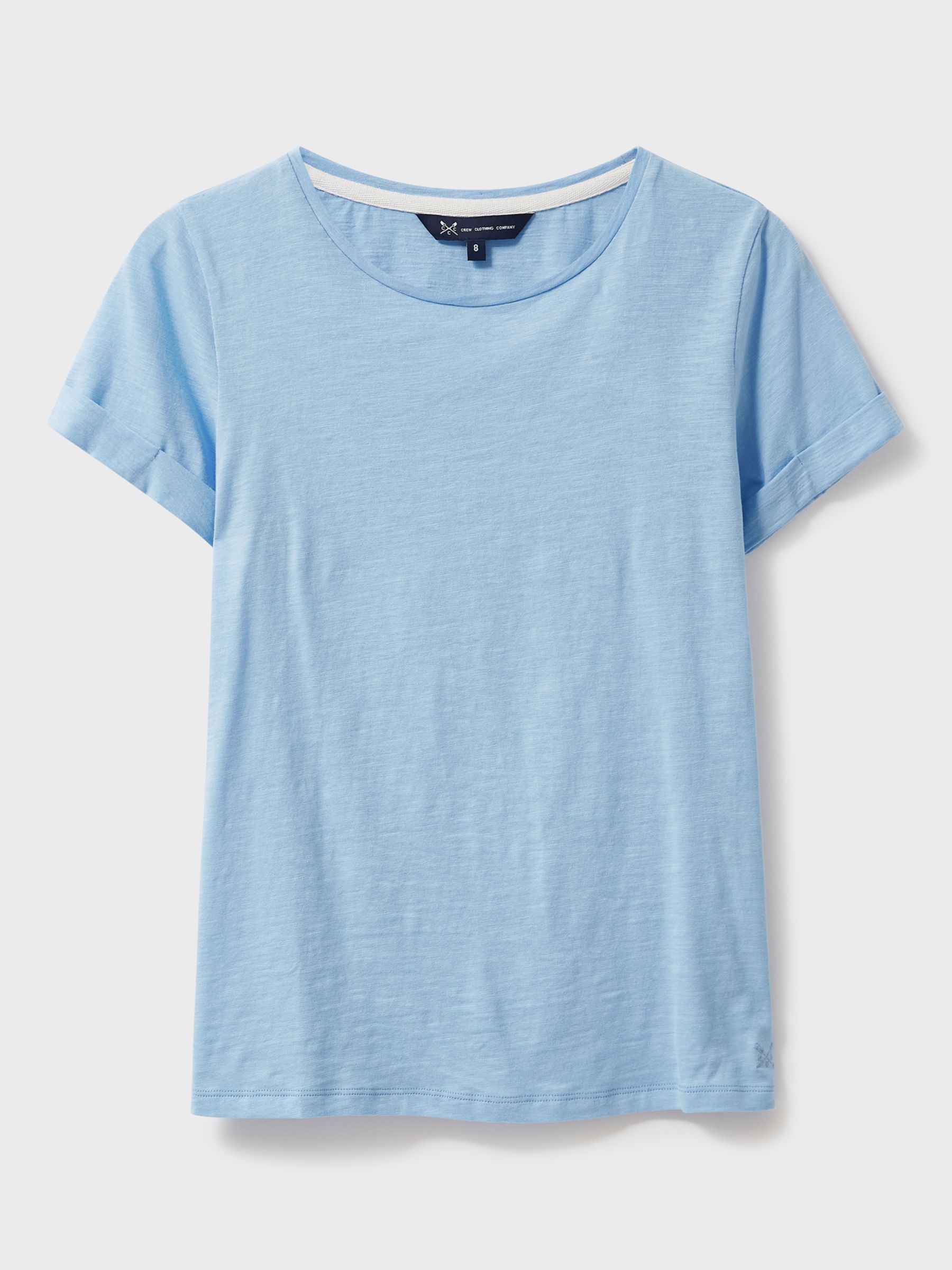 Crew Clothing Perfect Slub T-Shirt, Chambray Blue at John Lewis & Partners