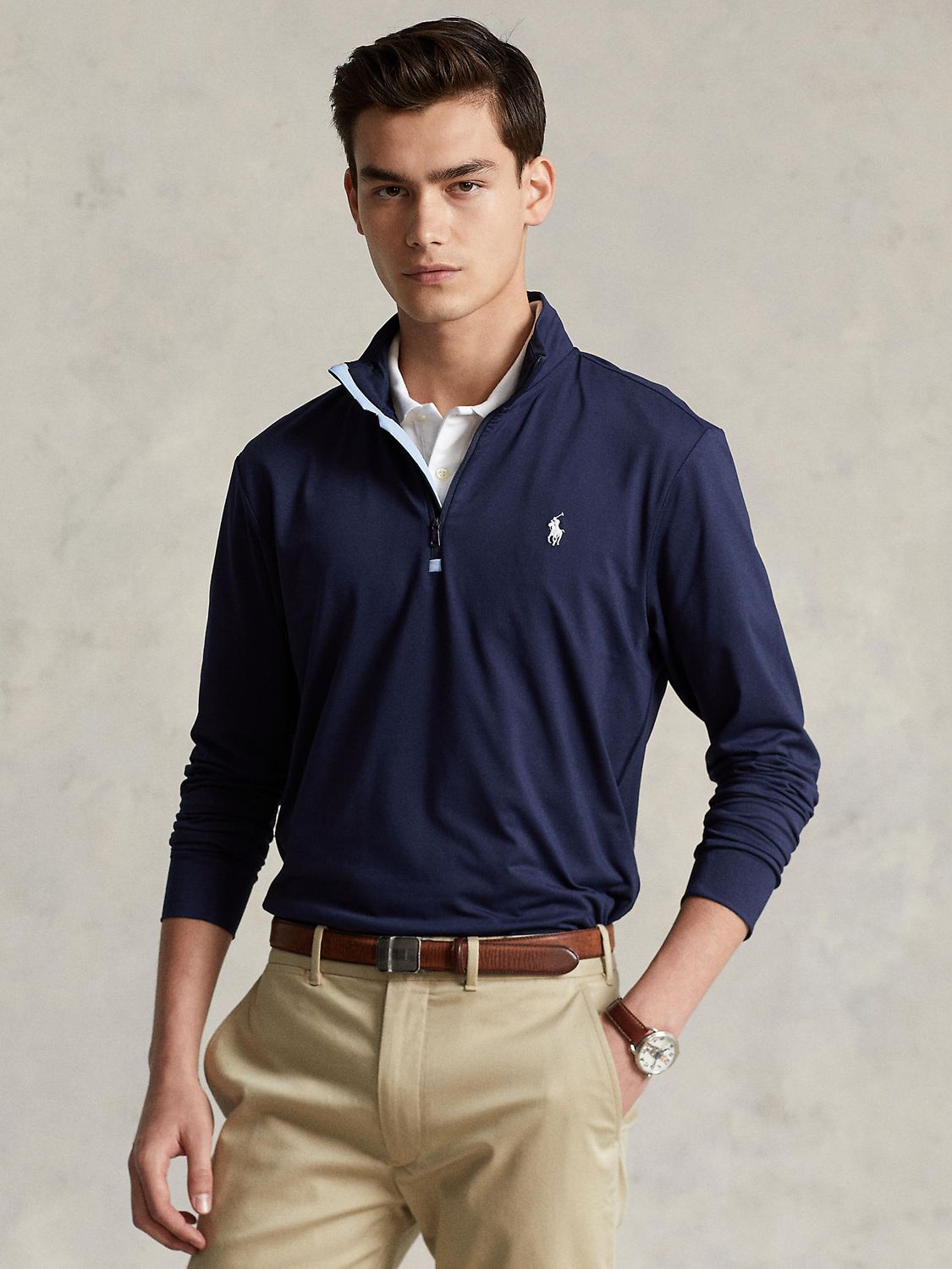 Polo Golf by Ralph Lauren Quarter Zip Sweatshirt, French Navy at John Lewis  & Partners