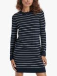 Superdry Merino Knit Mini Dress, Navy Stripe
