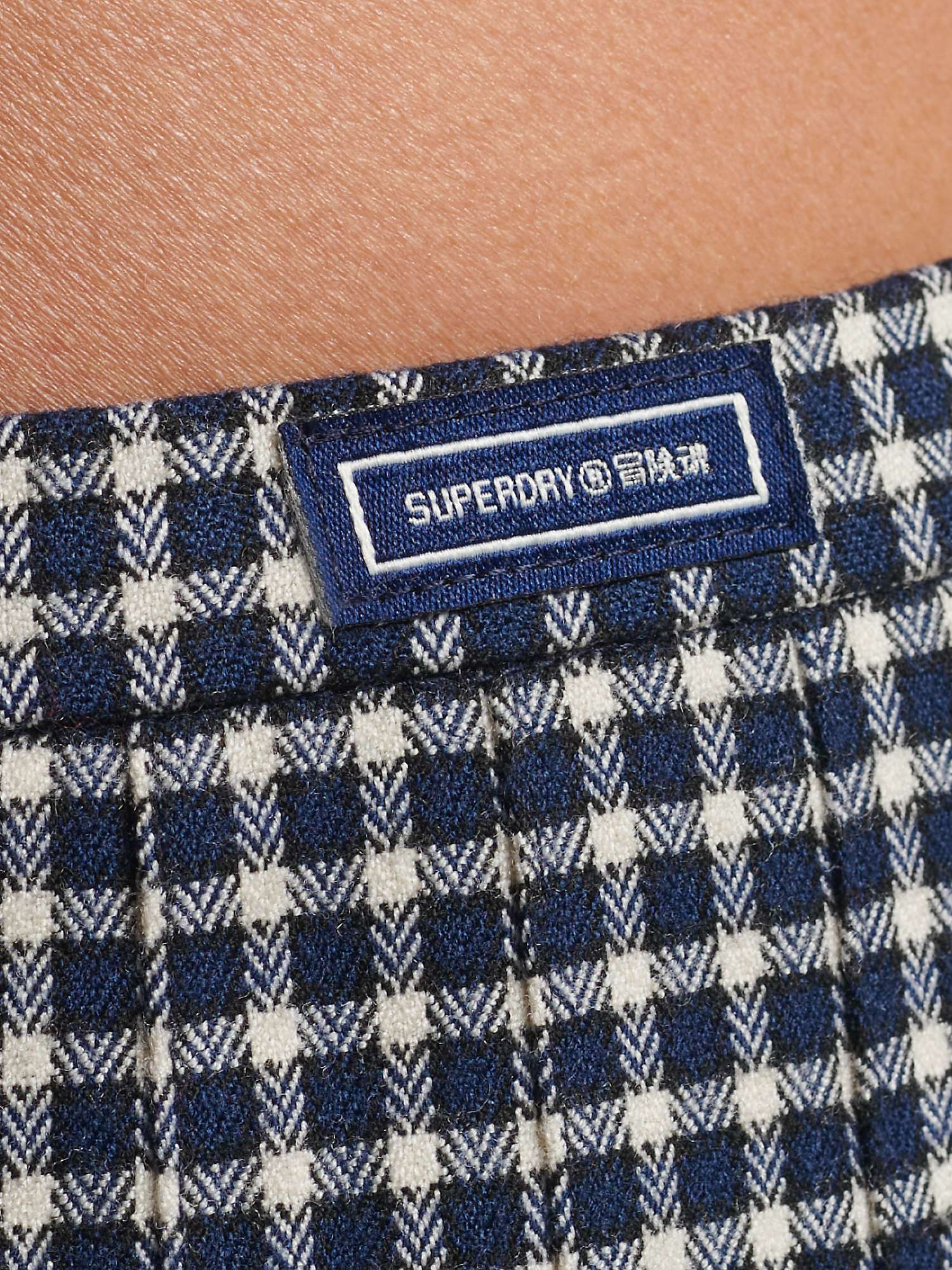 Buy Superdry Pleated Micro Check Mini Skirt, Navy/Cream Online at johnlewis.com