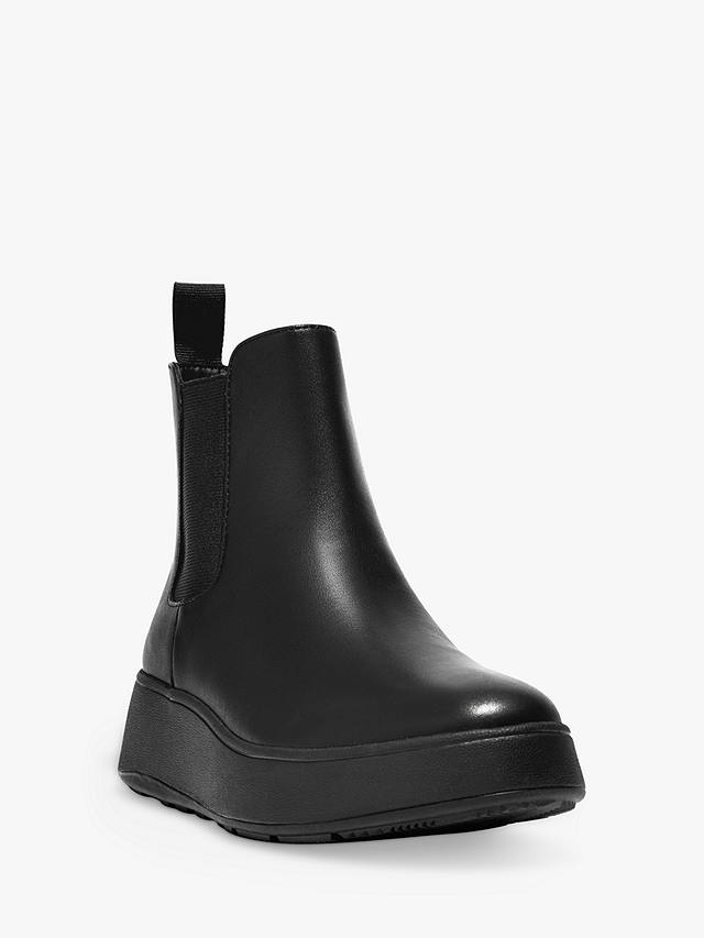 FitFlop Flatform Leather Ankle Boots, All Black