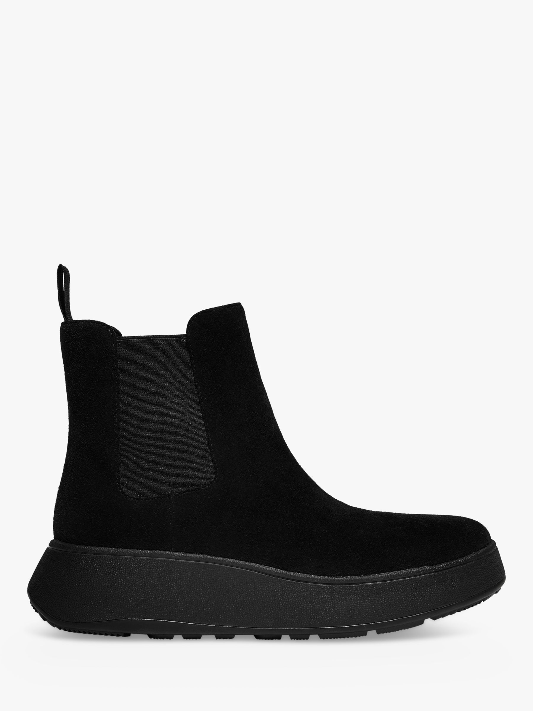 FitFlop Suede Flatform Chelsea Boots, All Black, 3