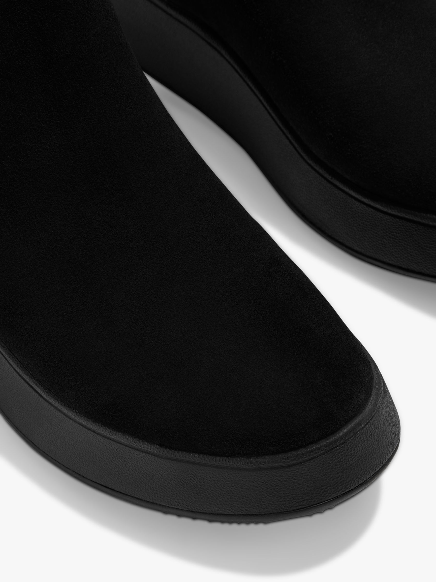 FitFlop Suede Flatform Chelsea Boots, All Black at John Lewis & Partners