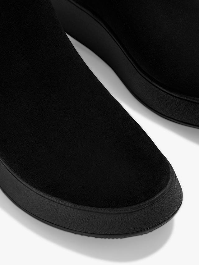 FitFlop Suede Flatform Chelsea Boots, All Black