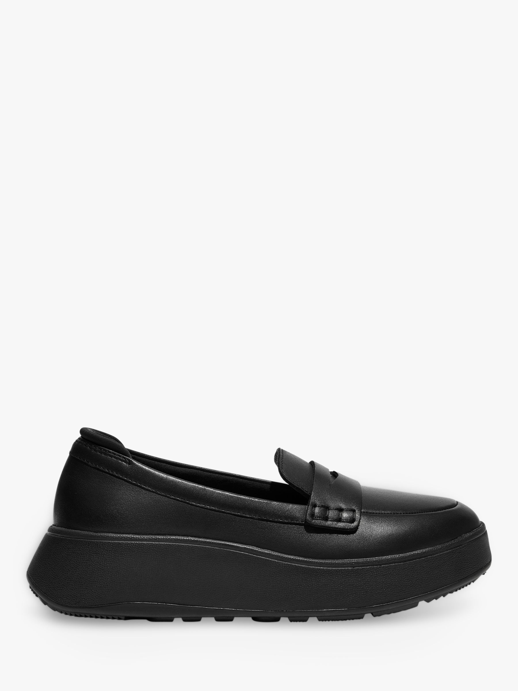 FitFlop Flatform Leather Loafers, Black at John Lewis & Partners