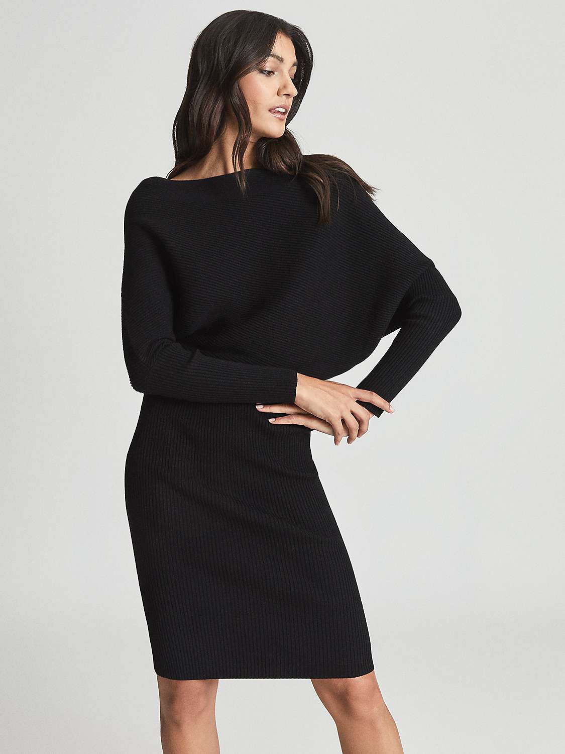 Buy Reiss Lara Ribbed Knee Length Jumper Dress Online at johnlewis.com