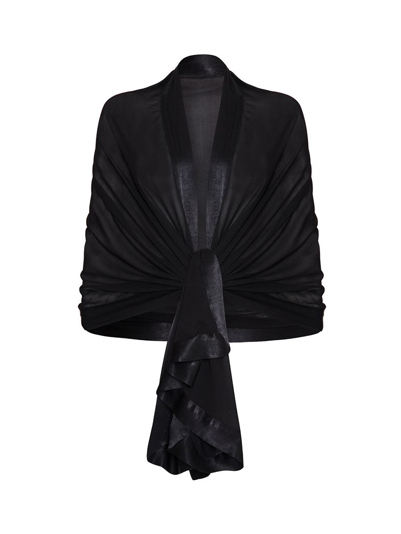 Ghost Zara Satin Georgette Shawl, Black at John Lewis & Partners