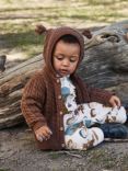 Polarn O. Pyret Baby GOTS Organic Cotton Cable Knit Cardigan, Brown, Brown