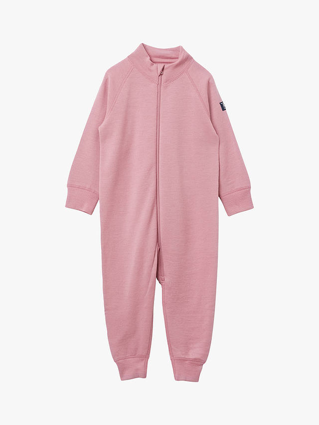 Polarn O. Pyret Baby Merino Wool Terry Overall Romper, Pink