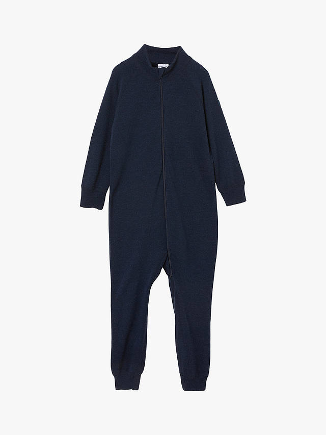 Polarn O. Pyret Baby Merino Wool Terry Overall Romper, Blue