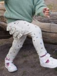 Polarn O. Pyret Baby GOTS Organic Cotton Floral Ruffle Leggings, White