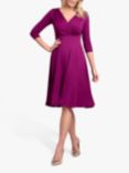 Alie Street Annie Wrap Over Bodice Midi Dress, Boysenberry Pink