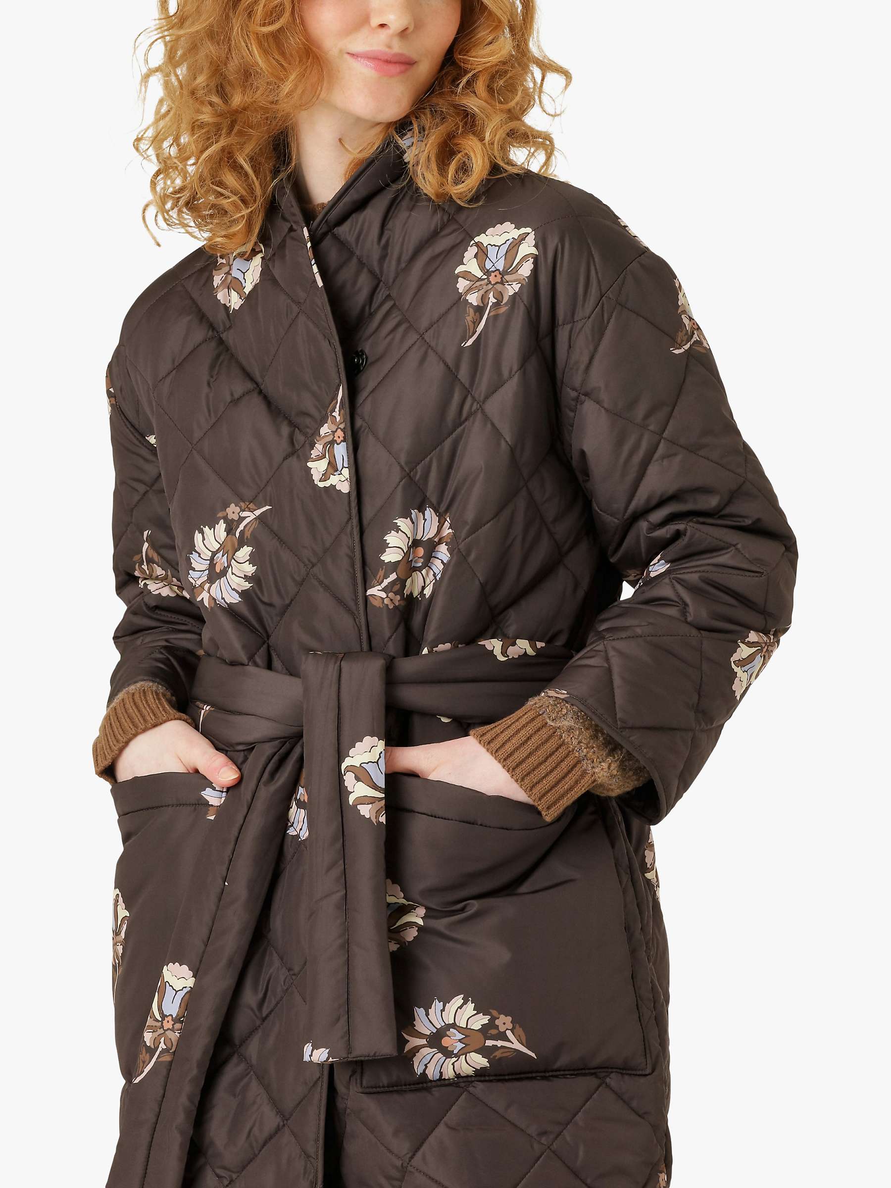 Buy Noa Noa Marit Floral Quilted Coat, Brown Online at johnlewis.com