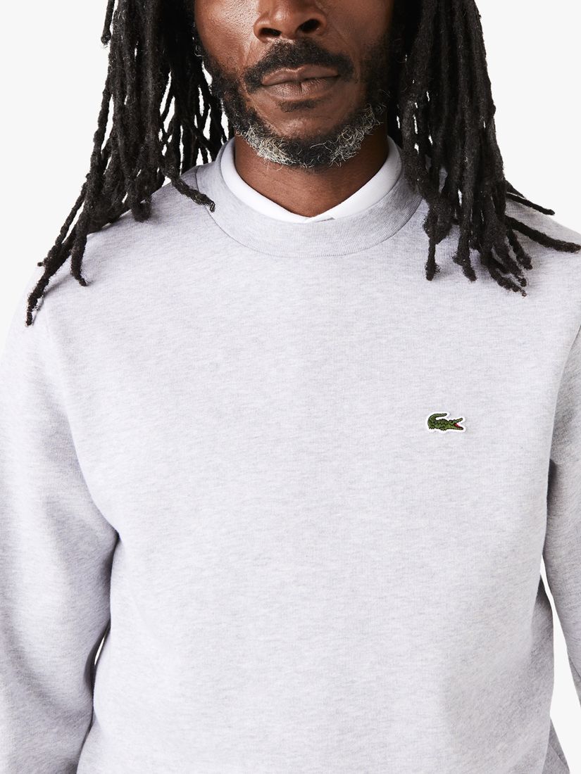 Lacoste Organic Brushed Cotton Sweatshirt, Pale Grey, S