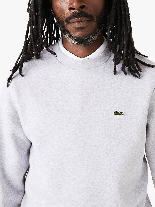 Lacoste Organic Brushed Cotton Sweatshirt, Pale Grey