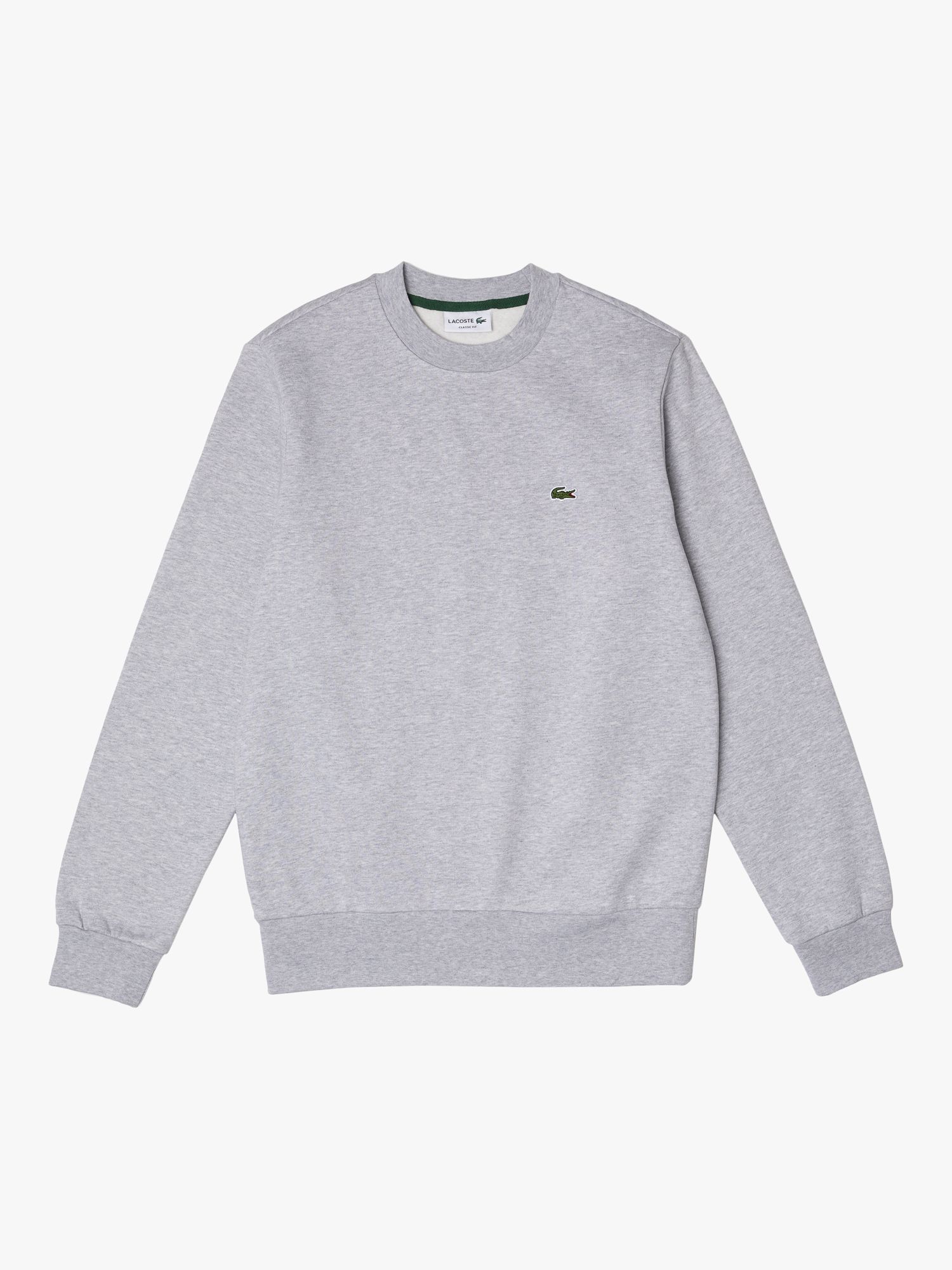 Lacoste Organic Brushed Cotton Sweatshirt, Pale Grey, S