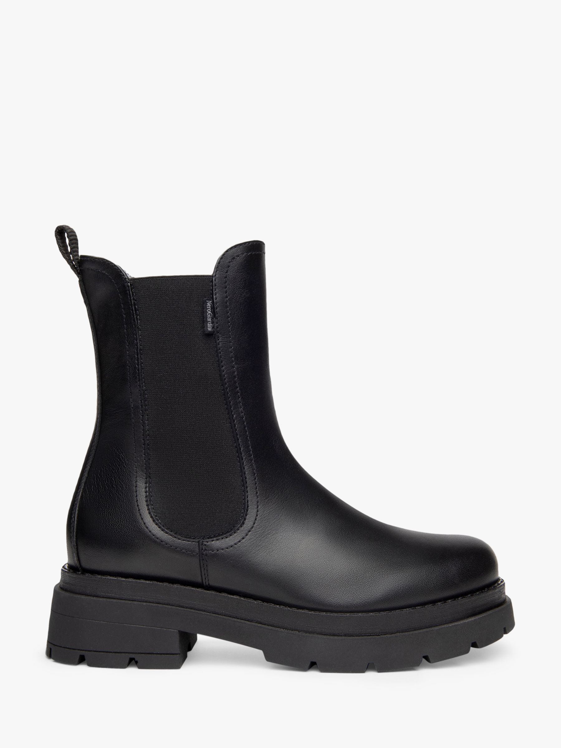 NeroGiardini Leather Chelsea Boots, Black at John Lewis & Partners