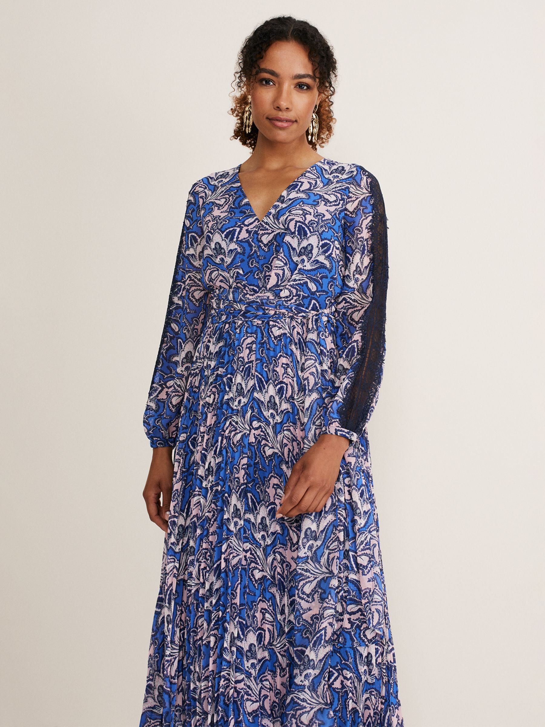 Phase Eight Claudia Floral Maxi Dress, Blue/Multi at John Lewis & Partners