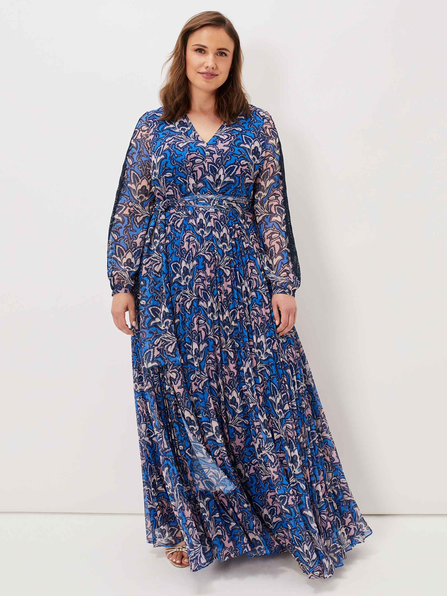 Phase Eight Claudia Floral Maxi Dress, Blue/Multi, 6
