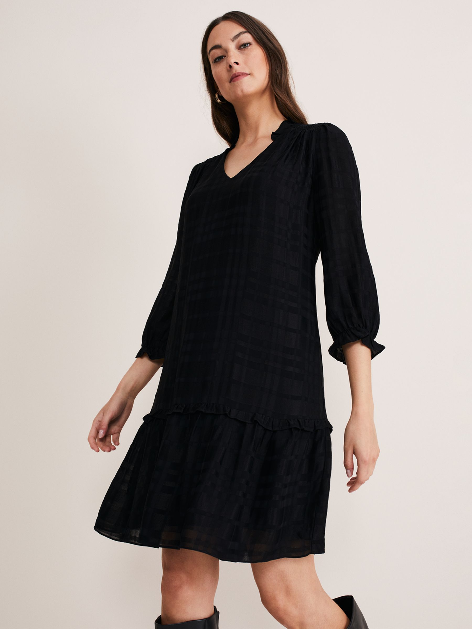 Phase Eight Tansy Swing Mini Dress, Black at John Lewis & Partners