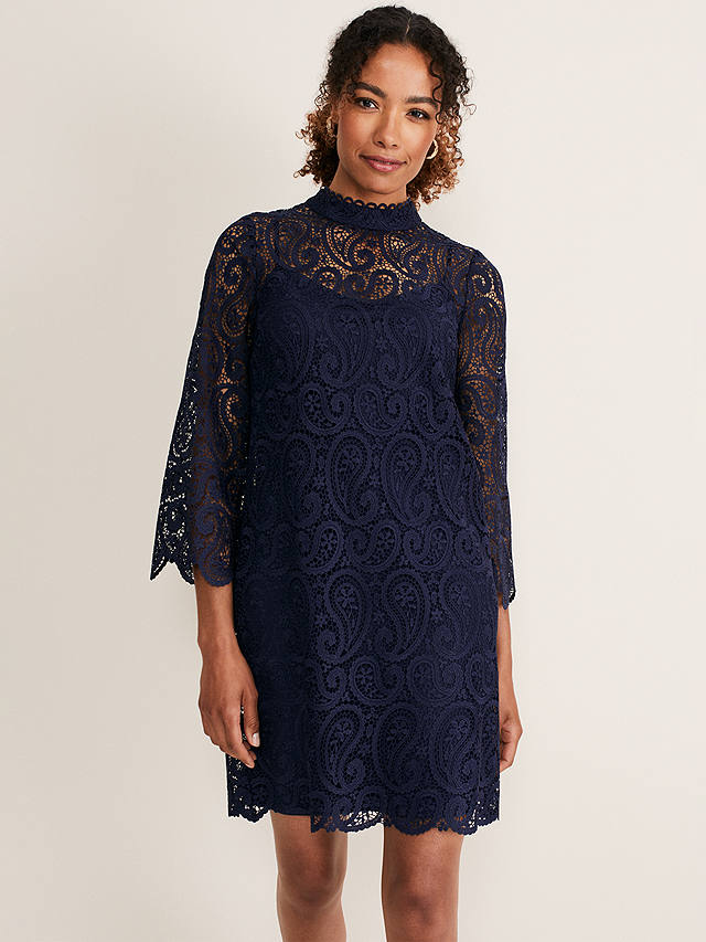 Phase Eight Verity Lace Dress, Navy