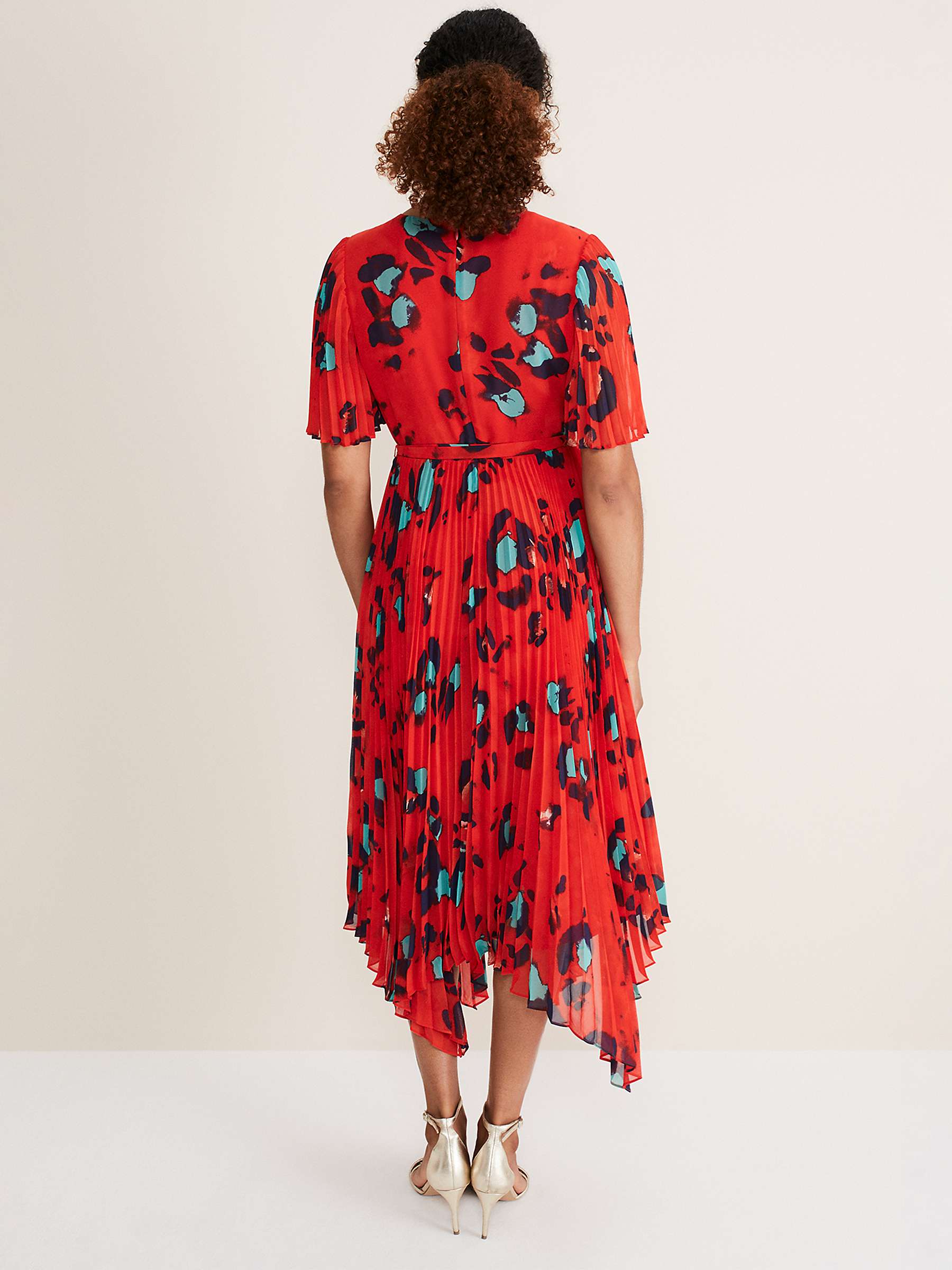 Buy Phase Eight Kendall Animal Print Pleated Dress, Vermillion/Multi Online at johnlewis.com