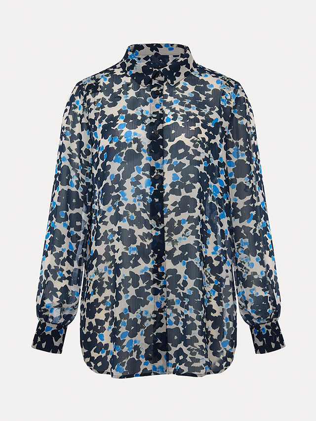 Phase Eight Nell Floral Shirt, Blue/Multi, 8