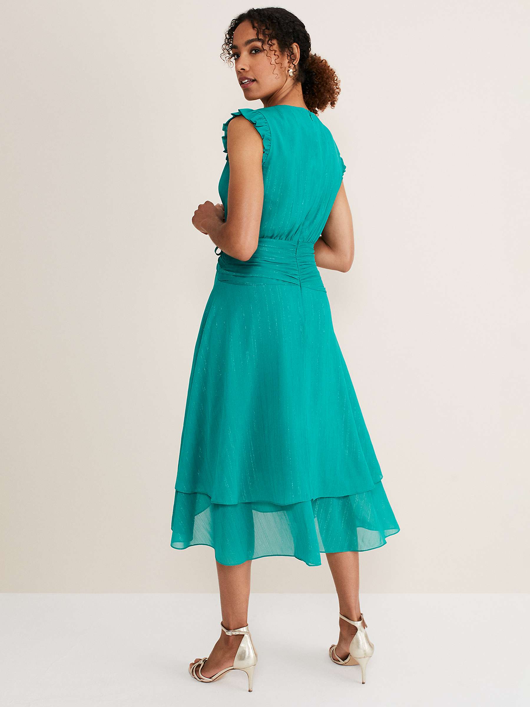Buy Phase Eight Cressinda Ruched Midi Dress, Peacock Online at johnlewis.com