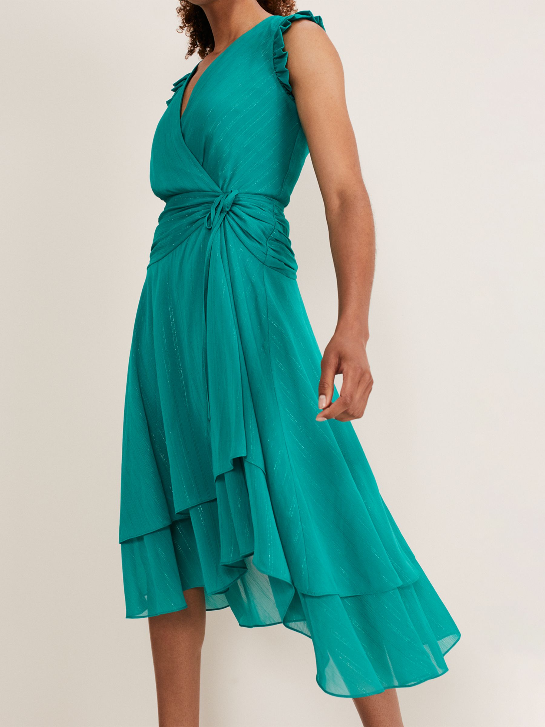 Phase Eight Cressinda Ruched Midi Dress, Peacock at John Lewis & Partners