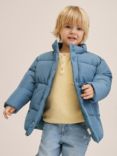 Mango Baby Rocky Quilted Jacket, Light Blue
