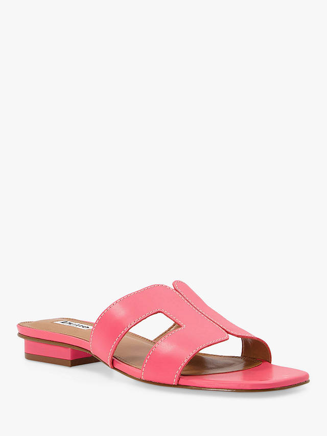 Dune Loupe Leather Sliders, Pink