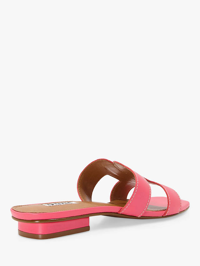 Dune Loupe Leather Sliders, Pink