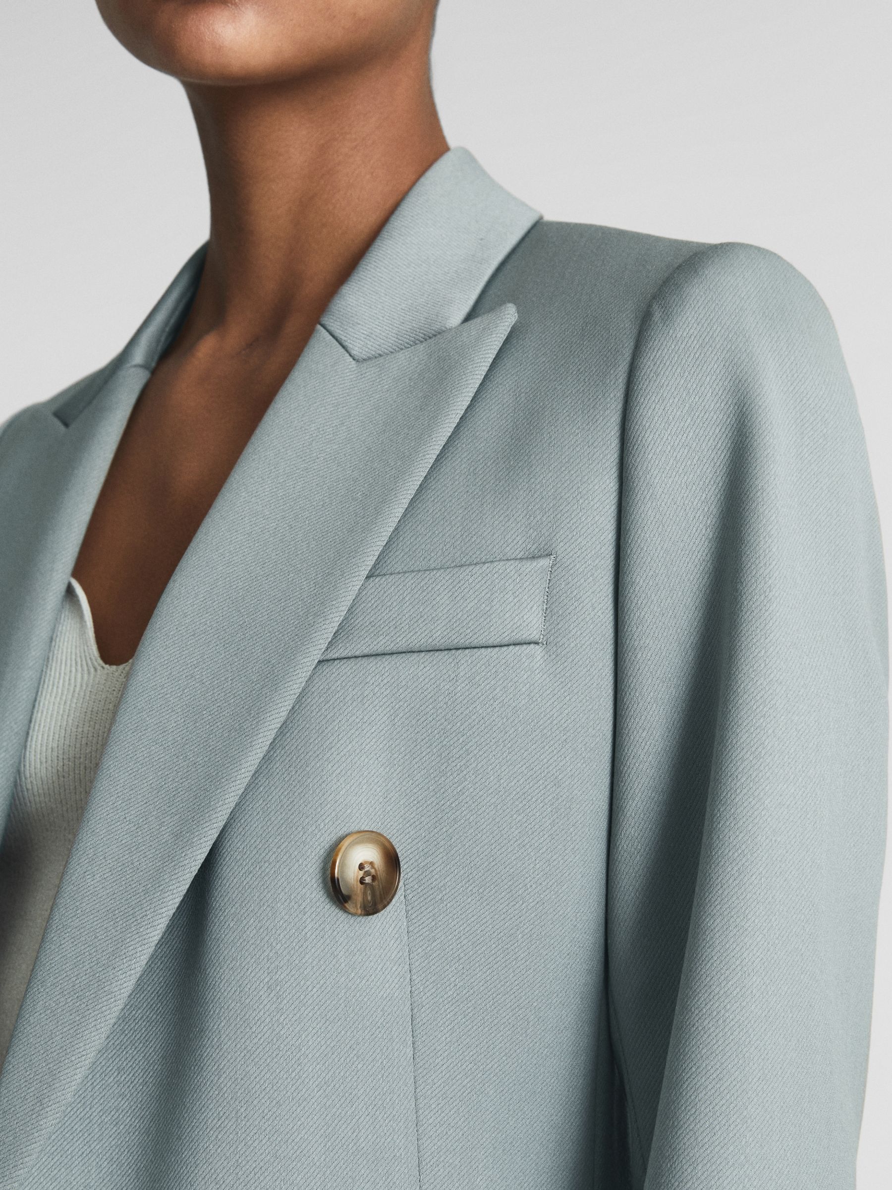 Reiss Skye Double Breasted Blazer, Sage at John Lewis & Partners