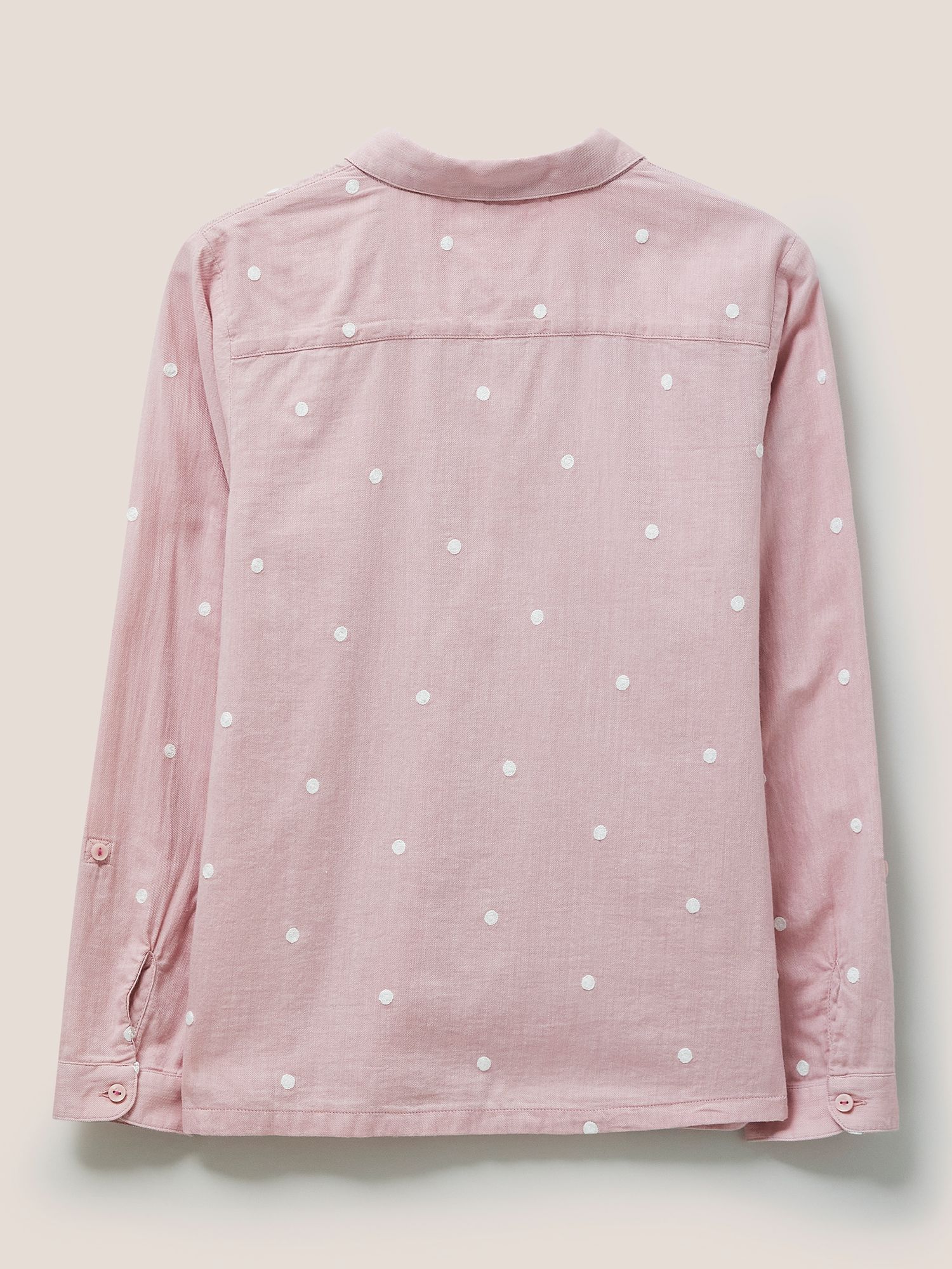 White Stuff Emilia Embroidered Spot Organic Cotton Shirt, Pink at John ...