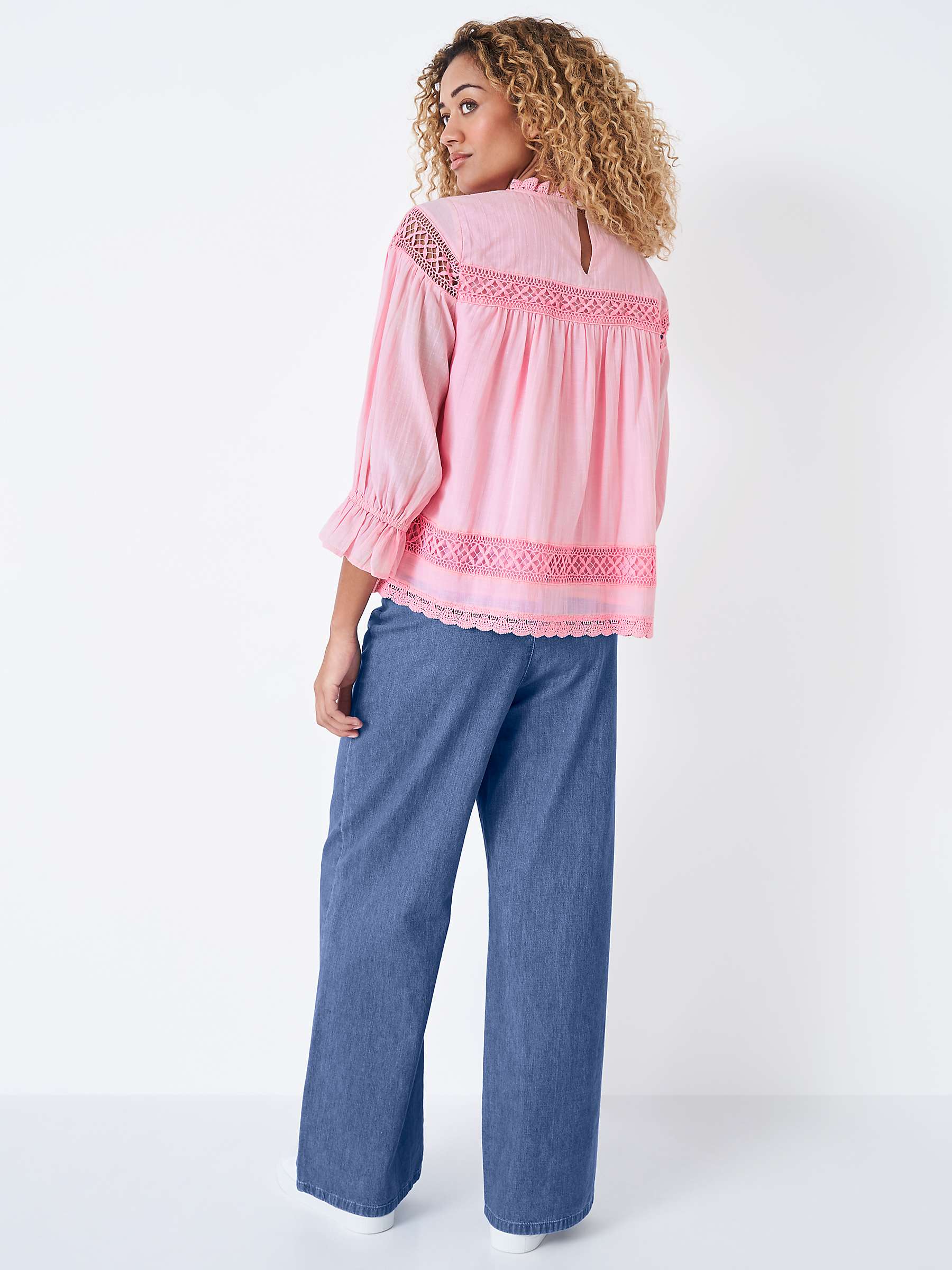Buy Crew Clothing Francine Cotton Blend Blouse, Pastel Pink Online at johnlewis.com