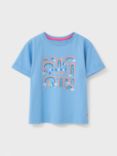 Crew Clothing Kids' Raindrops & Rainbows T-Shirt, Light Blue