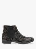 Hotter Tenby Suede Leopard Print Ankle Boots, Charcoal, Charcoal