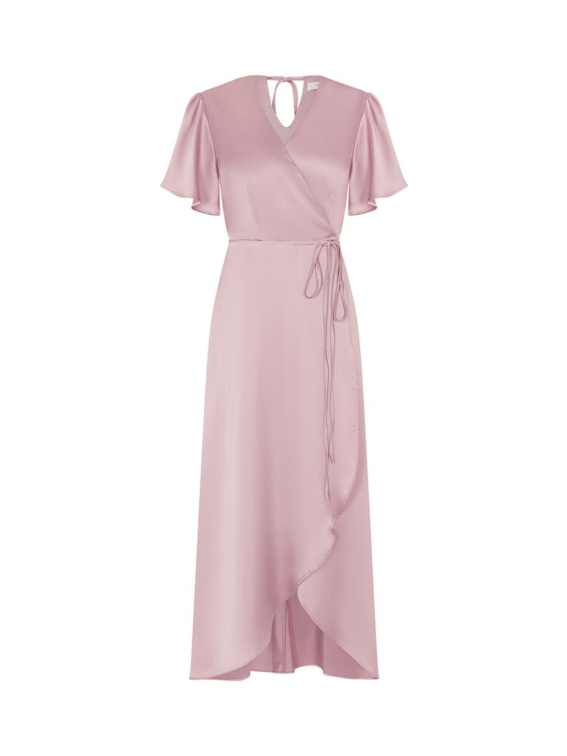 Rewritten Florence Waterfall Hem Satin Wrap Dress, Rose at John Lewis ...