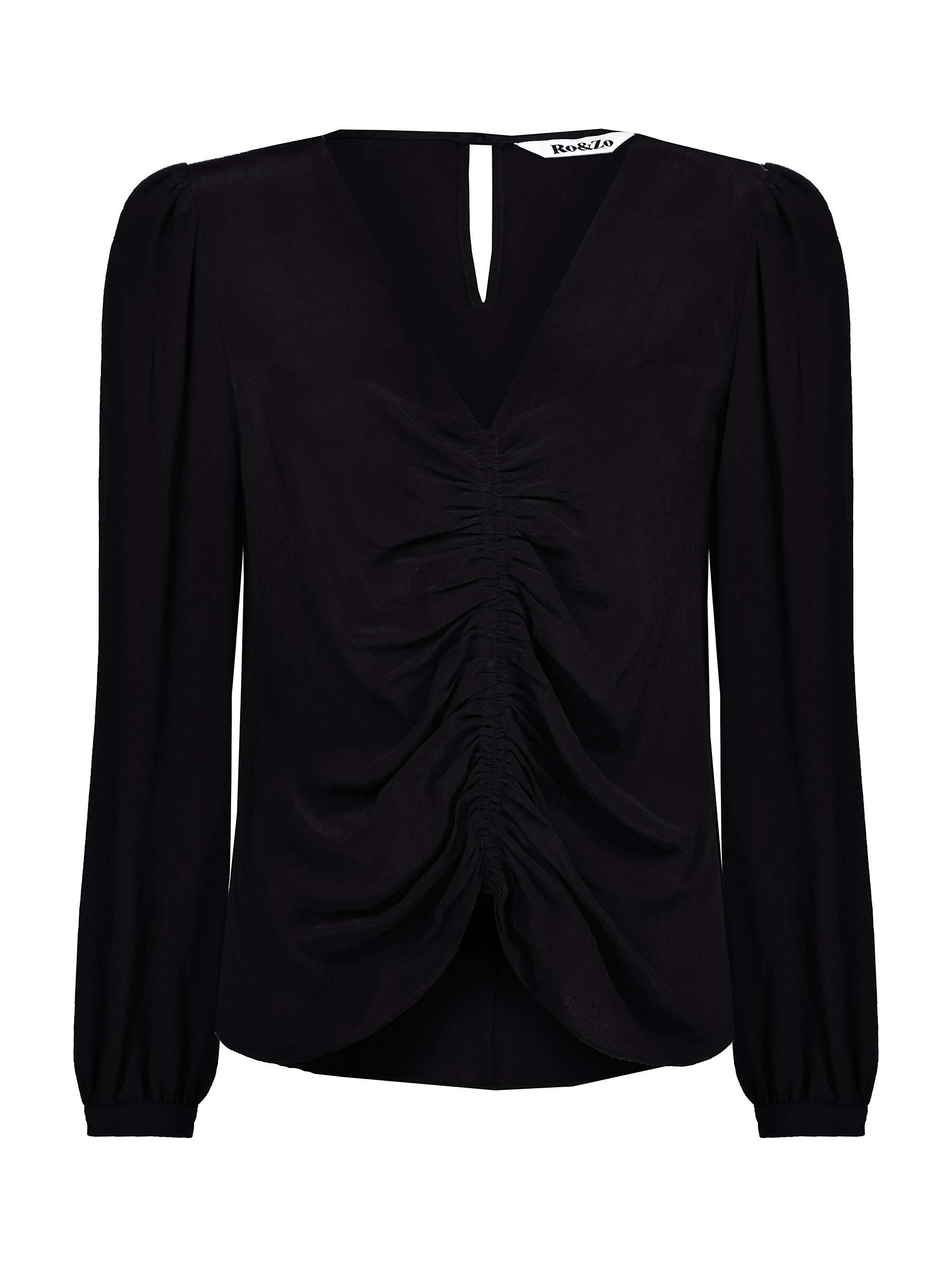 Ro&Zo Ruched Front Top, Black at John Lewis & Partners